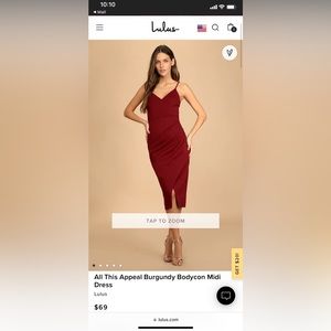 Lulu’s Burgundy Bodicon Midi Dress - NEW
